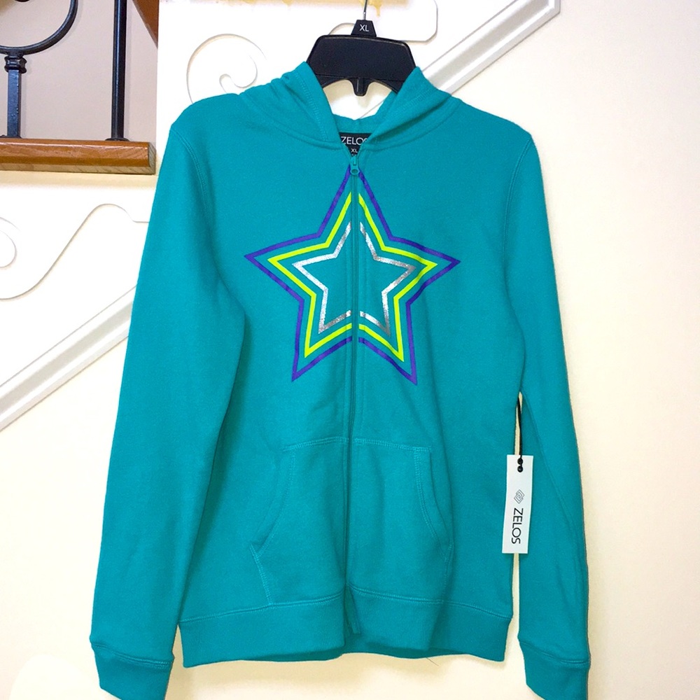 HP🔥 ZELOS Girls XL Hooded Jacket Star Zipper Long Sleeves NWOT